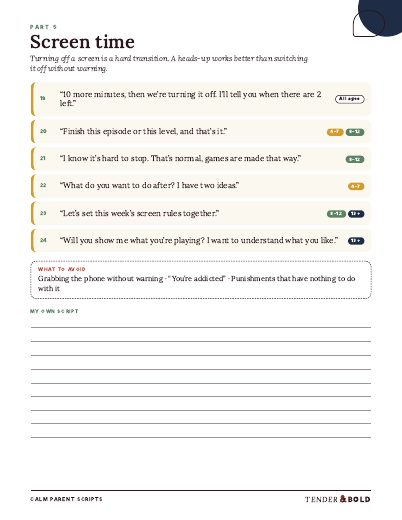 Inside page preview of Calm Parent Scripts