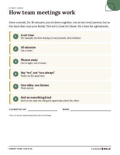 Inside page preview of Parent Team Check-In